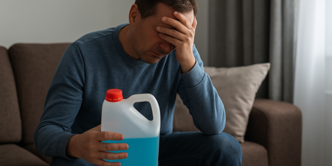 Cu nervii întinși de neînțelegerile cu soția, un bărbat din Berchișești a băut antigel. Soția i-a luat sticla din mână și a sunat la 112