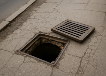 Canalele din Suceava fac victime în rândul pietonilor. O femeie cu nepoțica în brațe a căzut într-o gură de canal