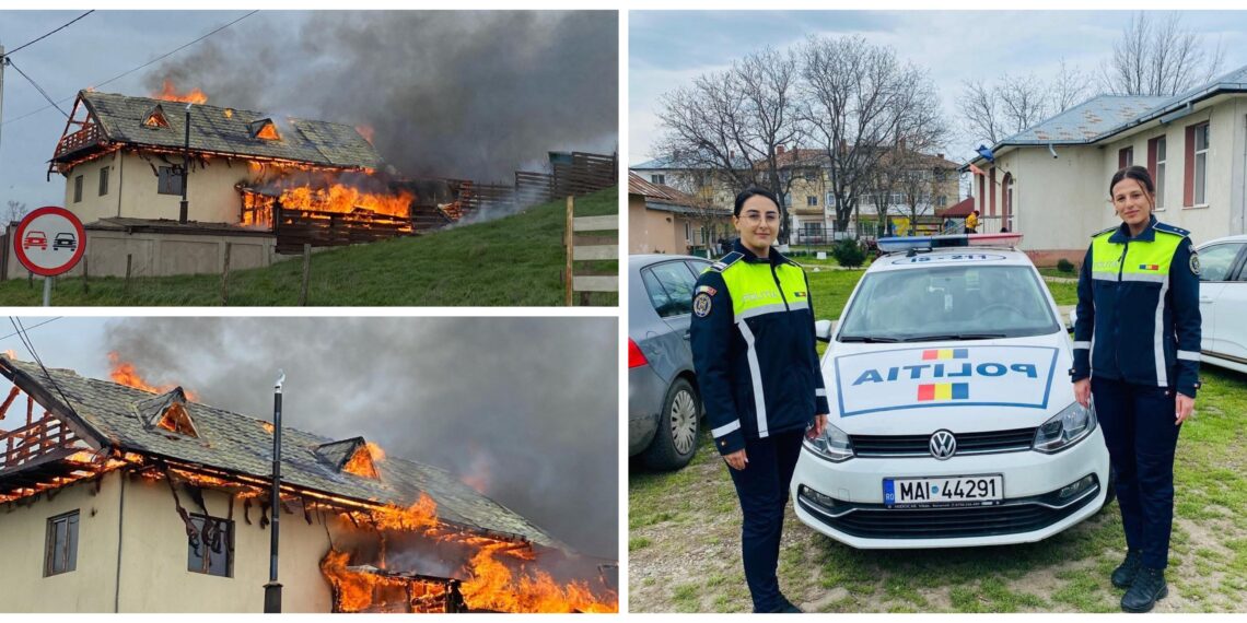 Două polițiste, printre care o tânără din Dolhasca, au dat dovadă de curaj în fața unui incendiu la o locuință din Iași