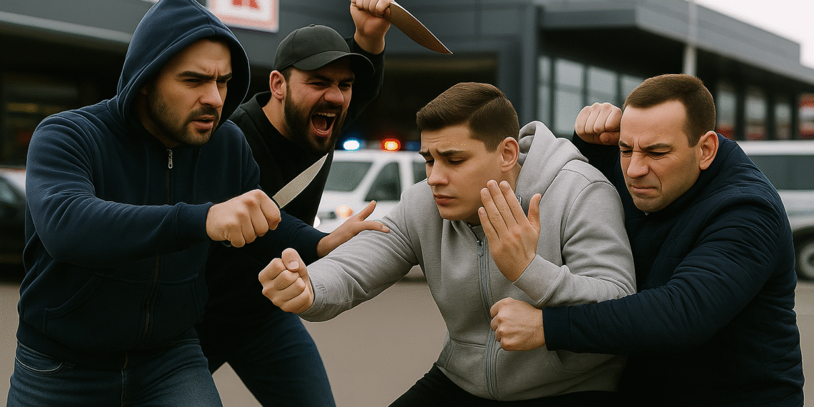 Atac cu cuțite la Kaufland Suceava, lângă sediului Poliției. Două ”bogății” ale comunei Șcheia și-au aflat pedepsele după ce au atacat doi cetățeni care le-au atras atenția că urinau pe terasa Rotti Grill: ”Te tai, te omor!”