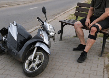 Inconștient de beat, s-a înfipt cu mopedul într-o bancă din Dumbrăveni. Bărbatul s-a ales cu tibia stângă fracturată, arcada dreaptă spartă și un dosar penal