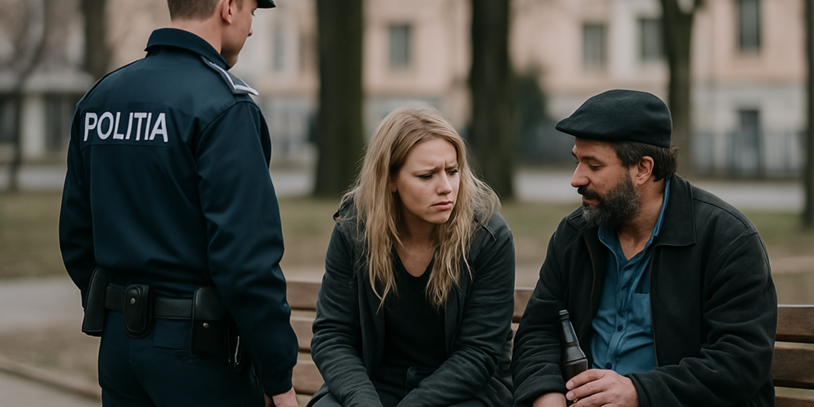 Scene de violență pe o bancă din Suceava. Un bărbat cherchelit și-a pălmuit tovarășa de băutură