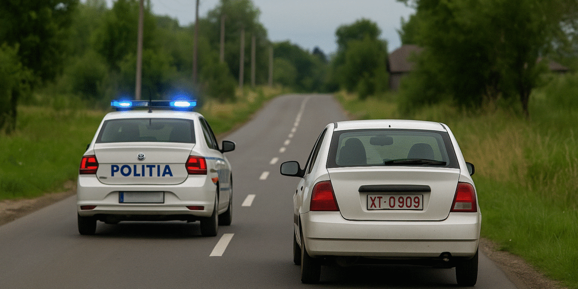 Urmărire pe drumurile din Poieni, după un tânăr fără permis, la volanul unei mașini cu numere expirate