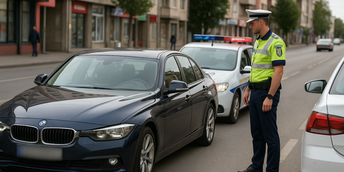Cu permisul suspendat, la volanul unui BMW, s-a luat la întrecere cu polițiștii prin Rădăuți, dar a fost blocat după un kilometru