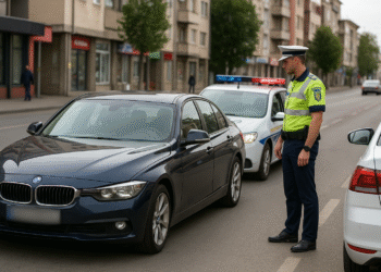 Cu permisul suspendat, la volanul unui BMW, s-a luat la întrecere cu polițiștii prin Rădăuți, dar a fost blocat după un kilometru