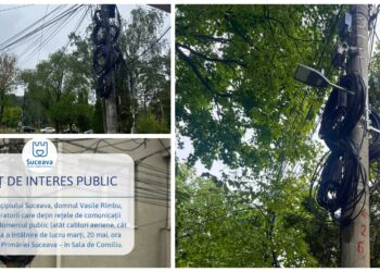 Miracol urban! Primăria Suceava scapă orașul de cablurile atârnate. Dacă nu sunt revendicate, vor fi tăiate de pe domeniul public