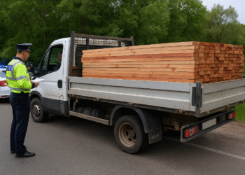Cherestea transportată ilegal, confiscată la Berchișești. Șoferul a fost amendat cu 4.000 de lei