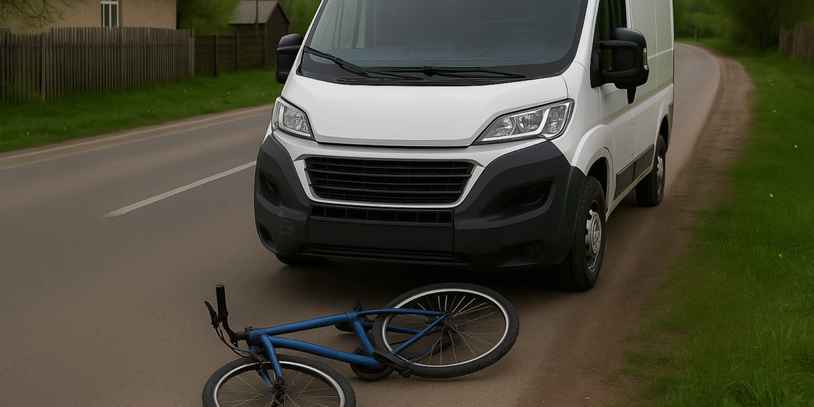Un biciclist beat criță, care circula pe mijlocul unui drum din Stulpicani, a fost lovit de o dubă care a intrat pe contrasens
