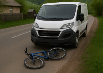 Un biciclist beat criță, care circula pe mijlocul unui drum din Stulpicani, a fost lovit de o dubă care a intrat pe contrasens