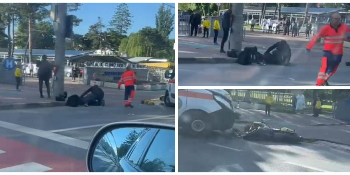 Accident rutier la poarta Spitalului Județean Suceava între o motocicletă condusă de un polițist beat și o ambulanță