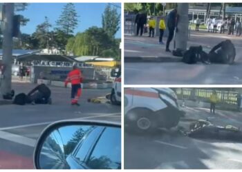 Accident rutier la poarta Spitalului Județean Suceava între o motocicletă condusă de un polițist beat și o ambulanță