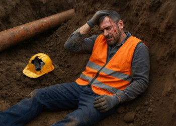 Muncitor prins sub un mal de pământ în Câmpulung Moldovenesc, în timp ce înlocuia țevi de canalizare. Casca i-a fost distrusă, dar a scăpat cu viață