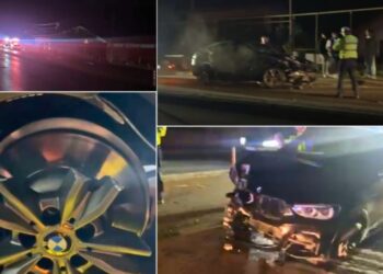 Un șofer de BMW a pus la pământ trei stâlpi de iluminat și un indicator rutier în Fălticeni. Polițiștii spun că era fresh și avea permis