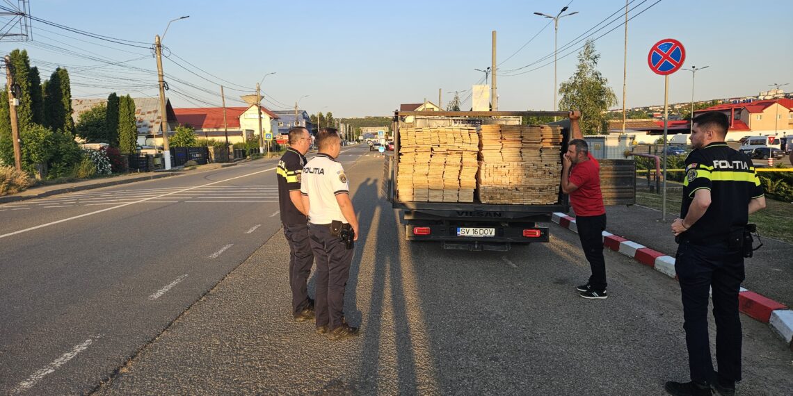 Transport ilegal de cherestea, descoperit în zona Jumbo. Autoutilitara folosită a fost indisponibilizată