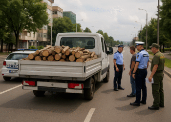 Amendă de 4.000 de lei aplicată unui șofer care transporta ilegal lemne de foc pe bulevardul Sofia Vicoveanca din Suceava