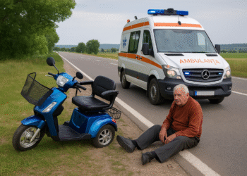 Bătrân de 77 de ani, băut, a ajuns la spital după ce s-a răsturnat cu un triciclu electric pe raza localității Drăgușeni