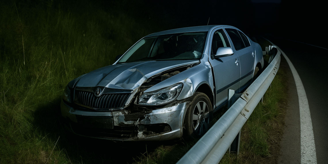 A adormit la volan, a lovit un parapet și a ieșit de pe drum, la Cârlibaba. Șoferul a ajuns la spital, dar nu a fost internat