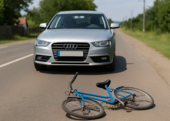 O biciclistă de 73 de ani a ajuns la spital cu traumatism cranian, după ce a virat fără să se asigure și a fost lovită de o mașină
