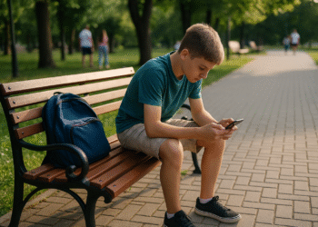 Hoții profită de neatenția copiilor din Suceava. Telefon sustras dintr-un rucsac lăsat pe bancă în parc