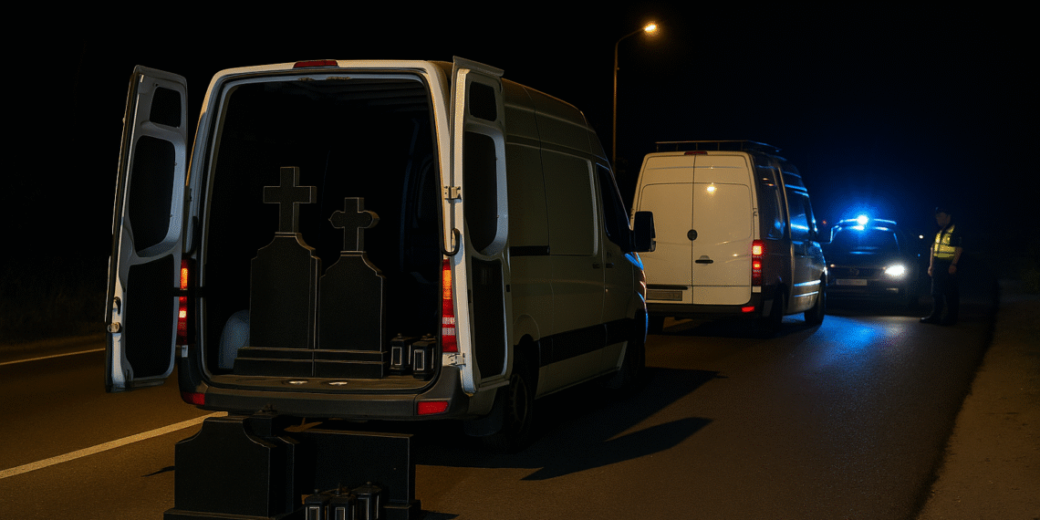 Monumente funerare, vaze și felinare din granit, transportate ilegal pe timp de noapte. Poliția a confiscat marfa de circa 110.000 de lei