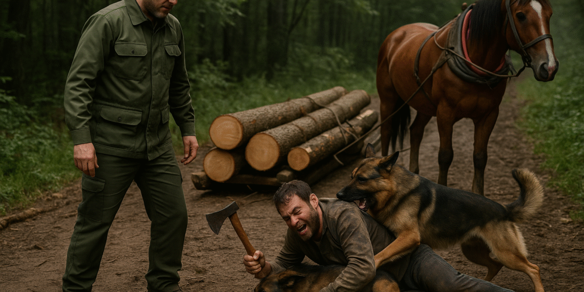 Amendă penală de 4.500 de lei pentru un hoț de lemne care a atacat cu toporul pădurarul ce l-a prins la furat. Victima a fost salvată de doi câini care au pus agresorul la pământ