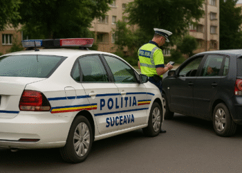 Șofer cu 1,33 mg/l alcool în aerul expirat, tras pe dreapta după ce a fentat „cocoașele” din fața Școlii Gimnaziale Nr. 9 din Suceava
