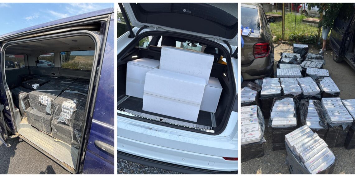 Bărbat arestat preventiv pentru 30 de zile, după ce polițiștii l-au oprit în trafic. Aproape 15.000 de pachete de țigări de contrabandă și două mașini confiscate