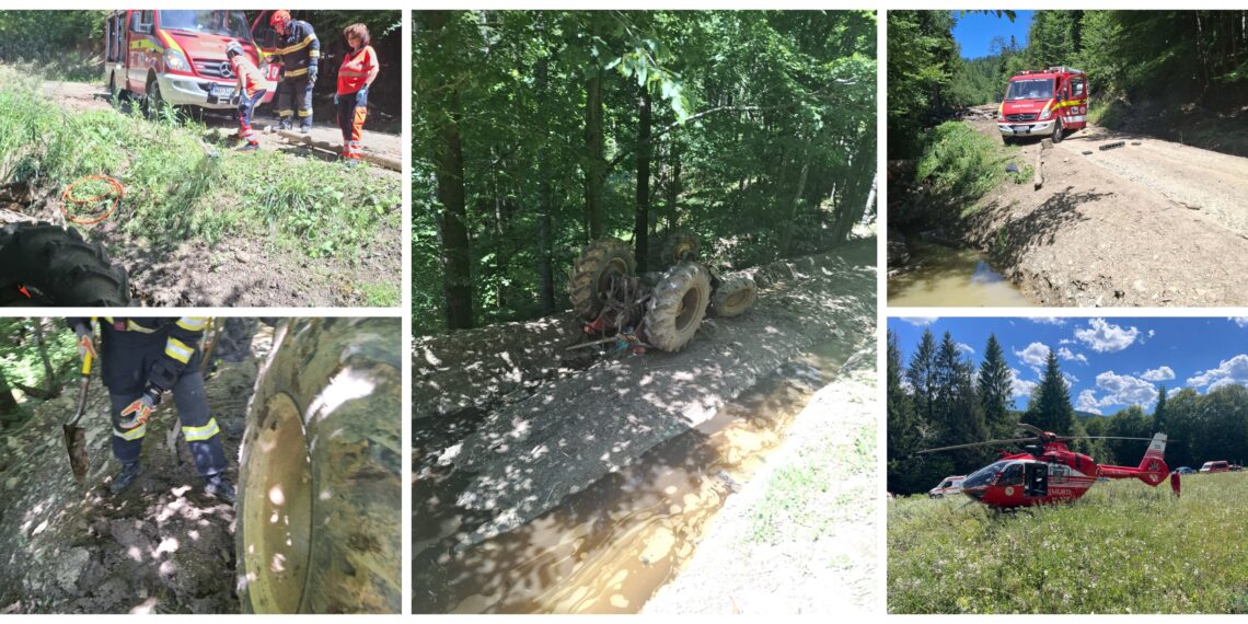 Tânăr de 31 de ani, strivit sub tractor în pădurea de la Slătioara. Victima a fost transportată cu elicopterul SMURD la spital