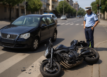Motociclist rănit pe o stradă din Suceava, după ce un șofer de 82 de ani a intrat cu mașina în intersecție fără să se asigure