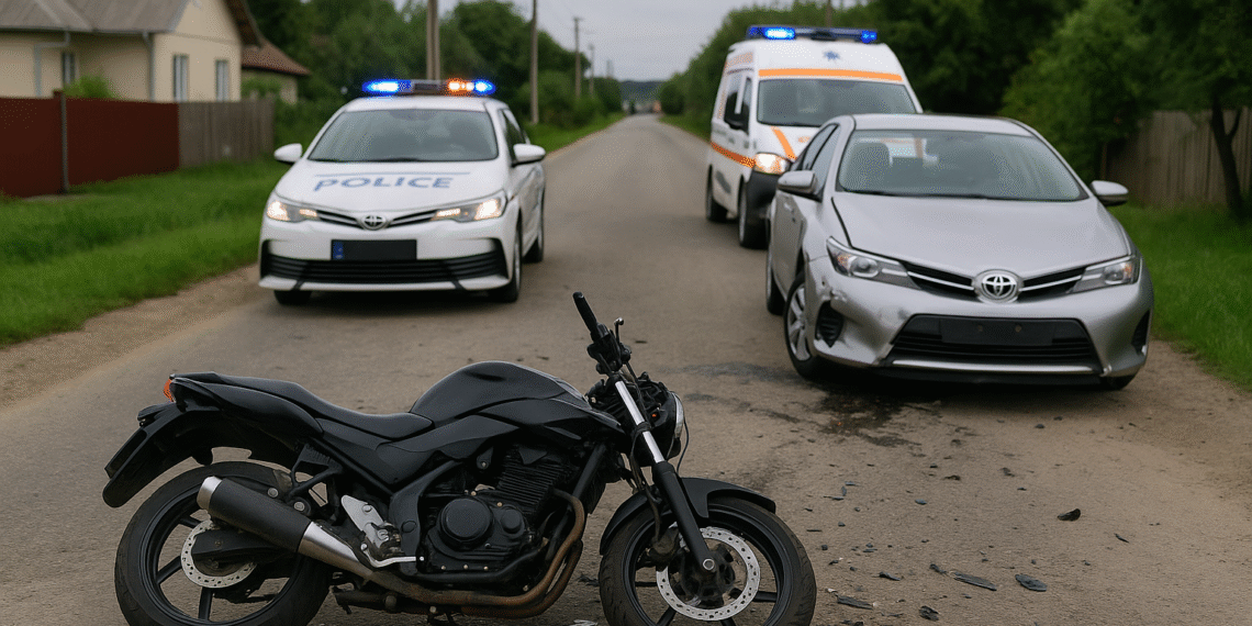 Moartea i-a făcut din ochi unui inconștient din Arbore. Beat, fără permis și pe o motocicletă fără numere de înmatriculare, s-a izbit într-o mașină care circula regulamentar