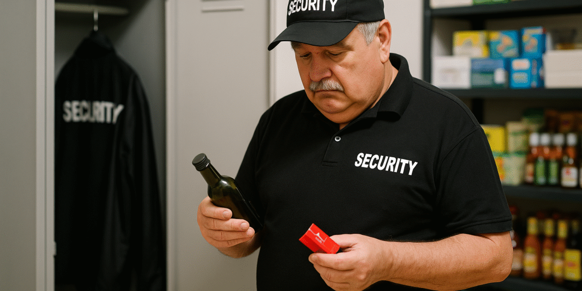 Agent de pază prins băut și furând din magazinul pe care trebuia să-l păzească. S-a cinstit cu țigări și băutură „moca” în timpul programului