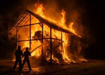 Trăsnet devastator la Panaci. Fânărie cuprinsă de flăcări, prejudiciu de 4.000 de lei