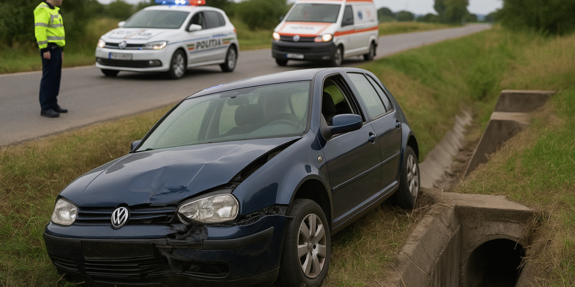 Șofer din Siret, rănit după ce a intrat cu mașina într-un cap de pod. Bărbatului i se făcuse rău la volan