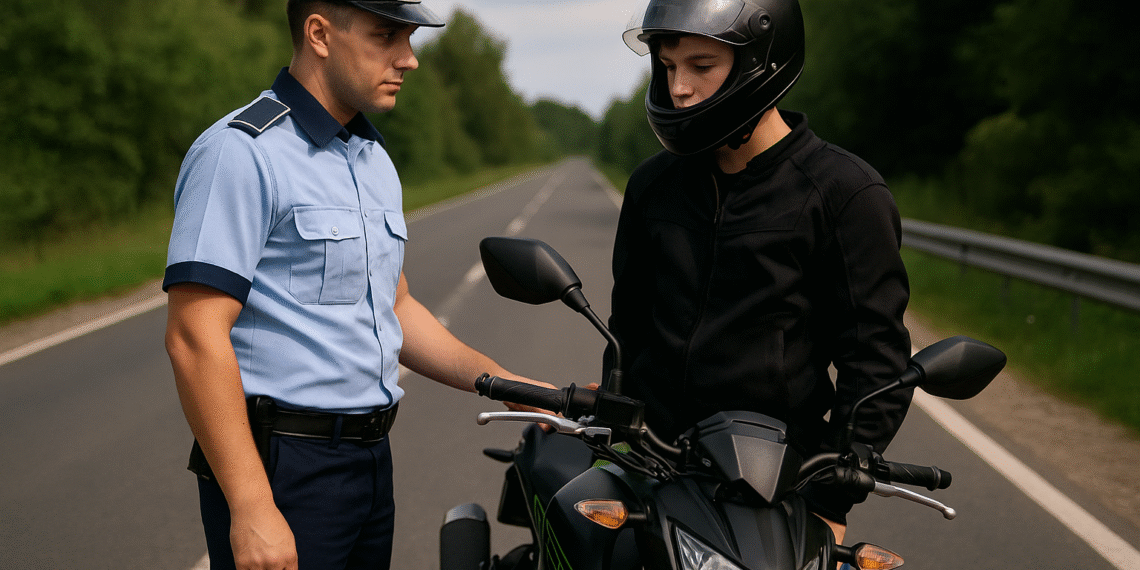 Tânăr din Marginea, prins fără permis pe o motocicletă neînmatriculată, primită „în probe” de la un prieten