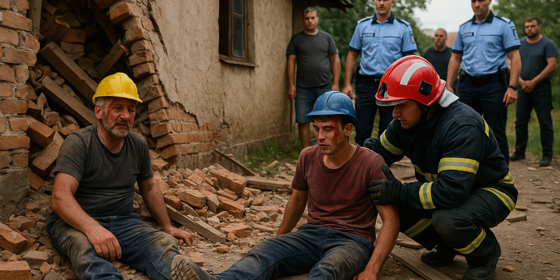 Doi bărbați răniți grav după ce un perete s-a prăbușit peste ei, în timp ce demolau o casă la Ipotești