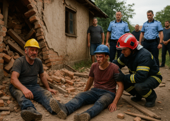 Doi bărbați răniți grav după ce un perete s-a prăbușit peste ei, în timp ce demolau o casă la Ipotești