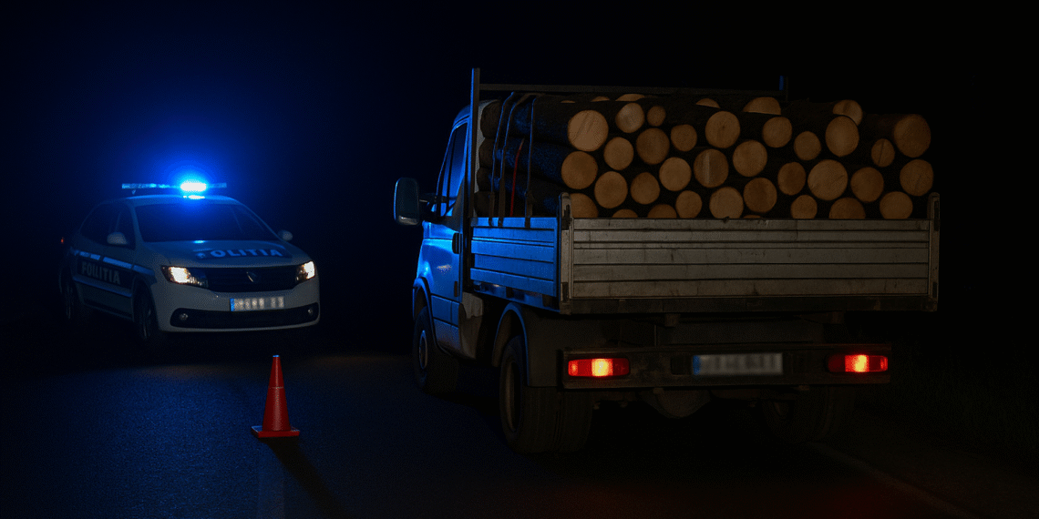 Transport ilegal de material lemnos depistat la Marginea, la un pas de pragul pentru confiscarea autoutilitarei