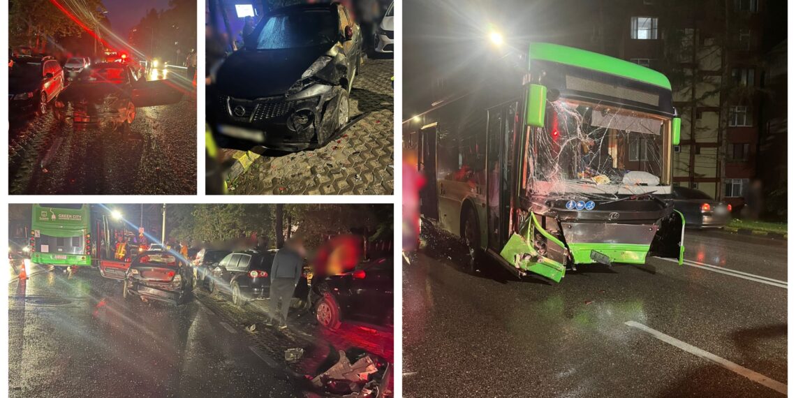 Detalii despre accidentul spectaculos de pe bulevardul George Enescu. Șoferul unui BMW cu număr de Spania a pierdut controlul mașinii și a făcut prăpăd