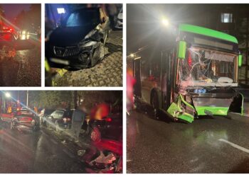 Detalii despre accidentul spectaculos de pe bulevardul George Enescu. Șoferul unui BMW cu număr de Spania a pierdut controlul mașinii și a făcut prăpăd