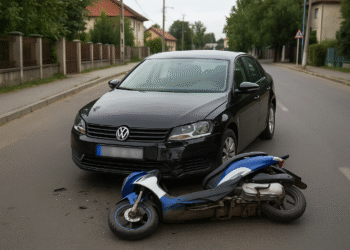 Doi minori au ajuns la spital după ce au intrat cu scuterul într-o mașină, la Vicovu de Sus