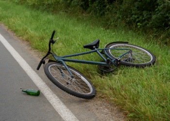 Un biciclist băut s-a trezit în șanț după ce a rămas fără frâne