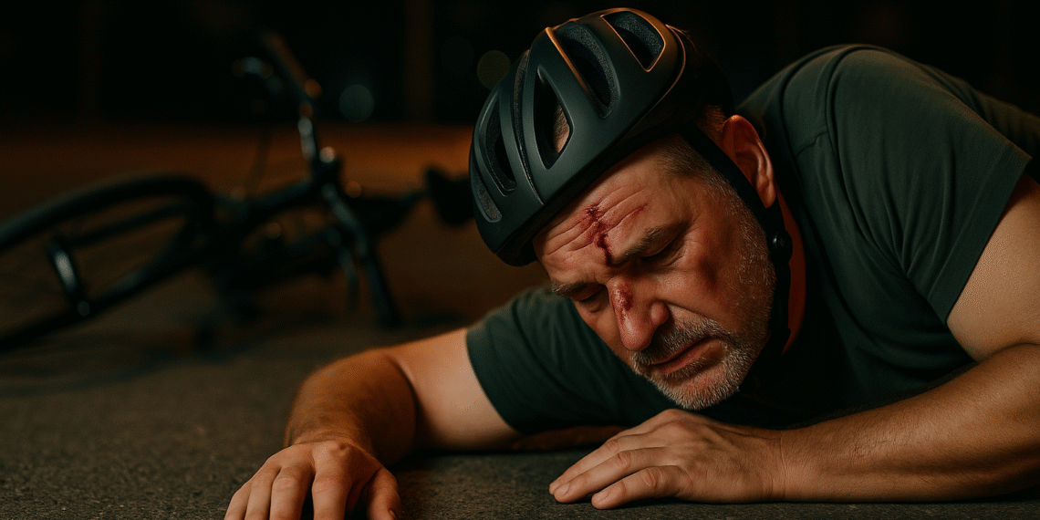 Biciclist cu 1,85 mg/l alcool în aerul expirat, ajuns la spital după ce a testat duritatea asfaltului cu capul