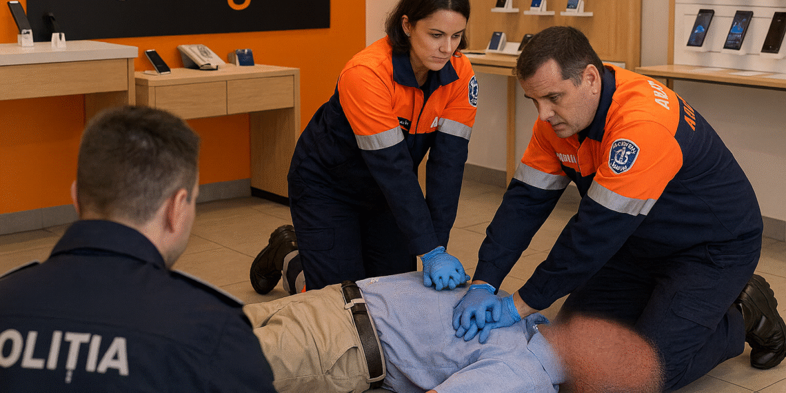 Un client a murit subit în magazinul „Orange” din Fălticeni. Manevrele de resuscitare au fost în zadar