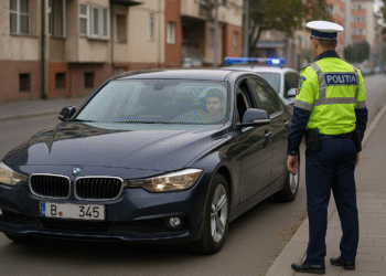 Tânăr din Botoșani prins în centrul Sucevei, la volanul unui BMW cu numere provizorii valabile doar în Germania