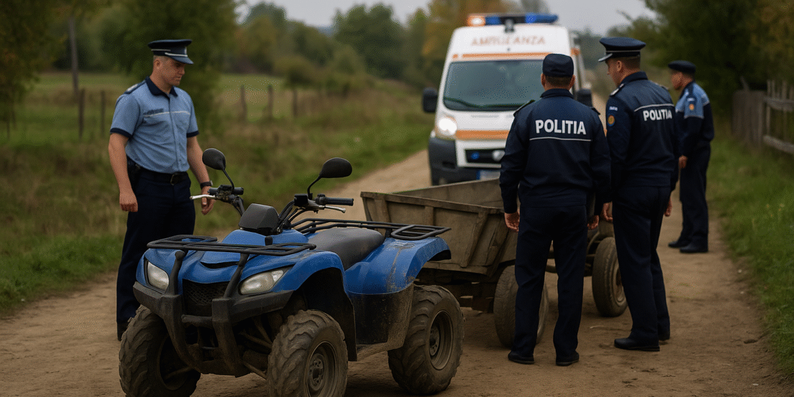 Copil de 5 ani lovit de o căruță trasă de un ATV condus de un bărbat fără permis, în Burla. Șoferul a fugit de la locul accidentului