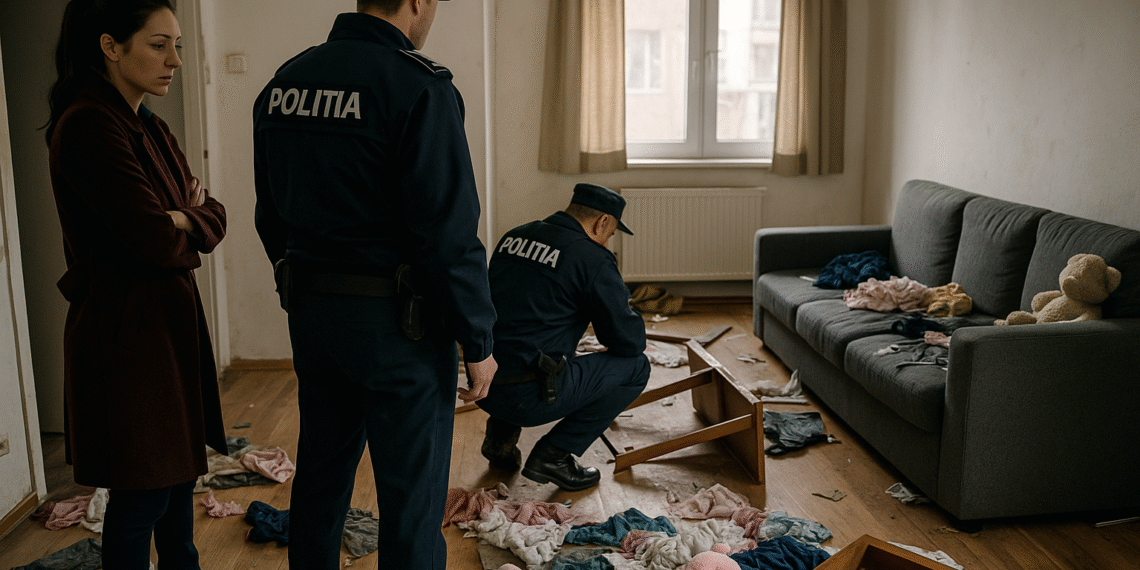 Scandal într-un apartament din cartierul George Enescu. Chiriașa și cei doi copii au fost luați de Protecția Copilului după distrugerea locuinței