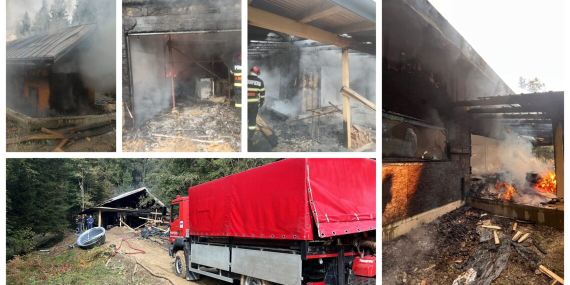 Cabana unui bucureștean din Brodina, mistuită de flăcări. Focul ar fi izbucnit de la un acumulator electric lăsat sub sarcină