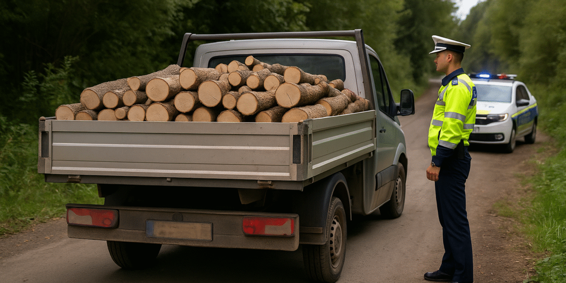 Radarul a dat de gol un transport ilegal de lemne în Straja. Lemnul confiscat, șoferul amendat