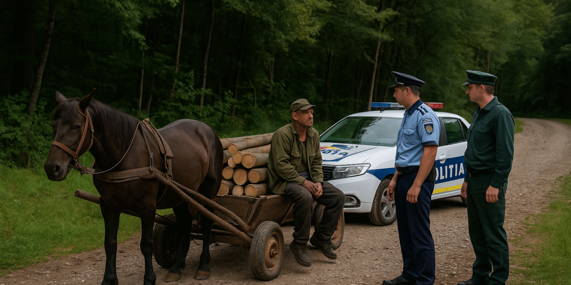 Bărbat din Pătrăuți, surprins în timp ce transporta lemne furate cu faetonul