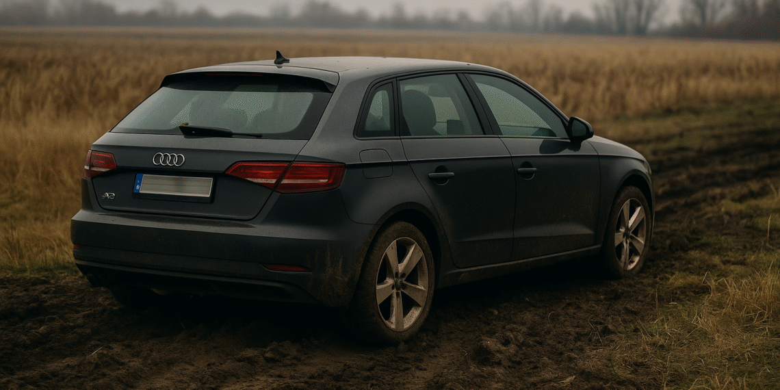 A fugit de polițiști și a abandonat Audi-ul pe câmp. După o lună, polițiștii i-au făcut ”nota de plată”: amendă de 18.427 lei și 630 de zile fără permis